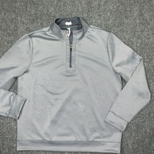Hickey Freeman Sweater Mens Large Gray Striped1/4 Zip Outdoors Sweatshirt Casual